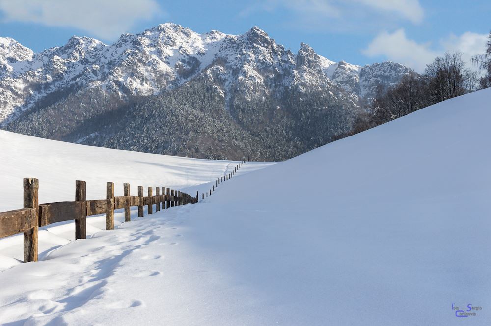 Monte Alben visto da Valpiana con la neve