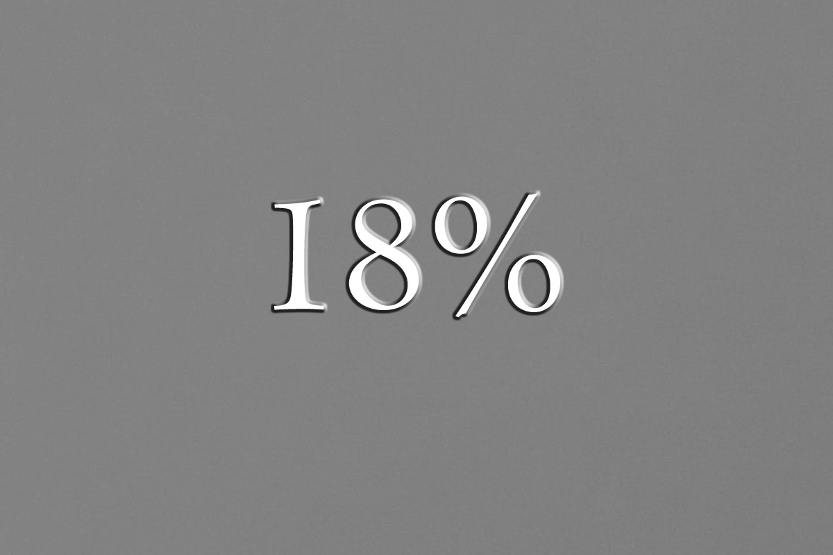 Il grigio 18%, detto anche grigio medio è un colore fondamentale per la macchina fotografica: è quello che permette all'esposimetro di valutare correttamente l'esposizione